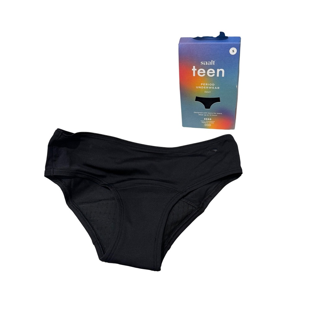 NEW Period Underwear Teen Small 9-10 Volcanic‎ Black Heavy Absorbency Brief (2)